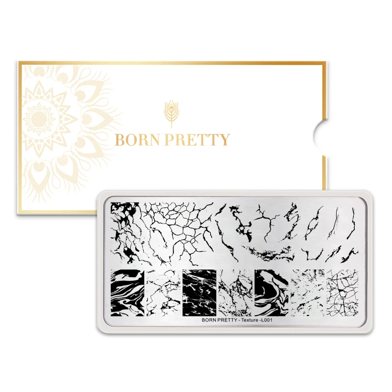 BORN PRETTY прямоугольные пластины для штамповки ногтей мраморная текстура чернила