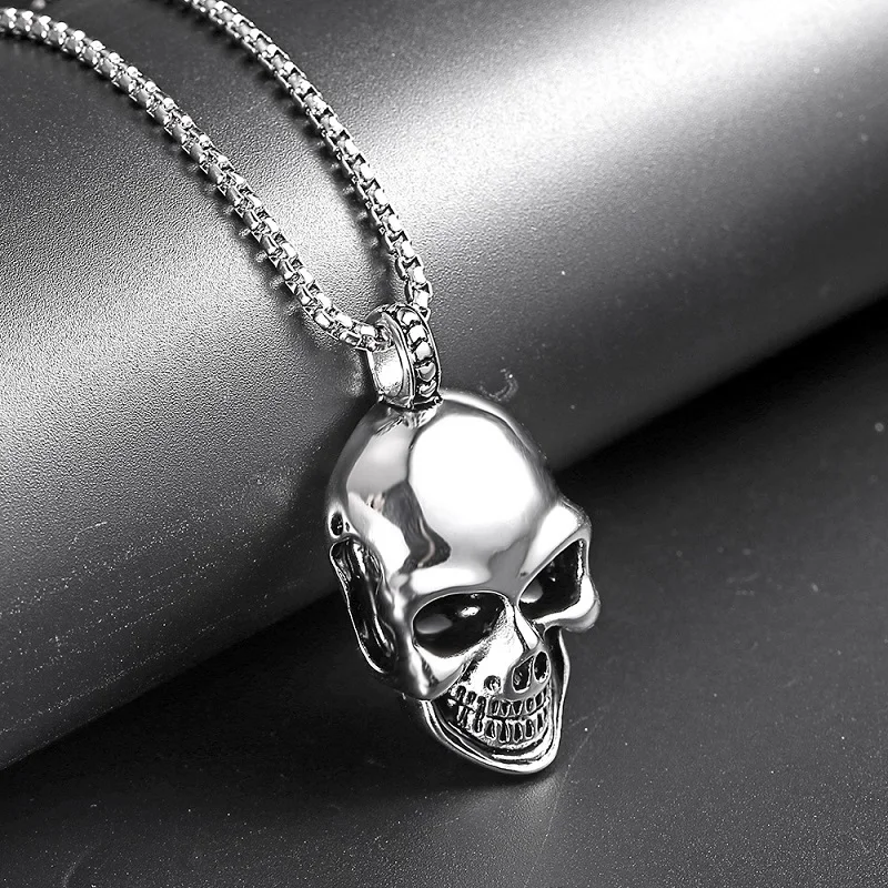 Для Мужчин Скелет Кулон Цепочки и ожерелья Дизайн Jewellery панк Нержавеющая сталь
