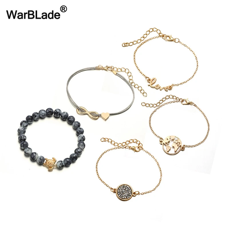 4 шт./компл. классические очаровательные браслеты цепочки с черепашками Наборы