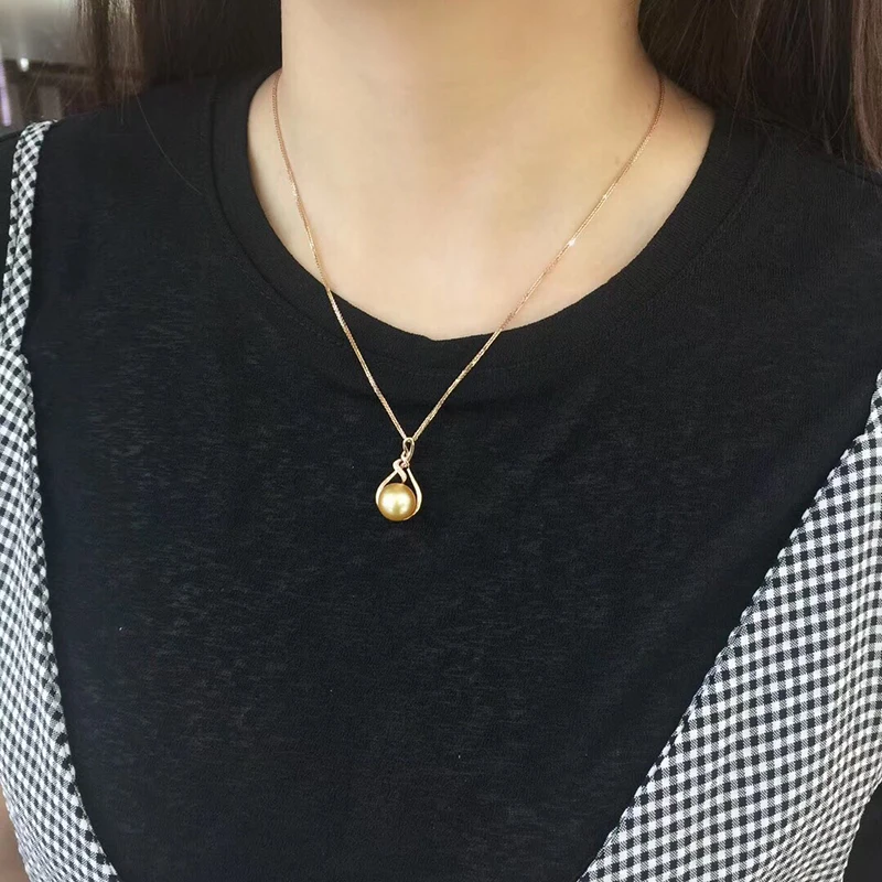 Sinya 18 К золотой кулон с настоящим бриллиантом южным золотым жемчугом тонкое
