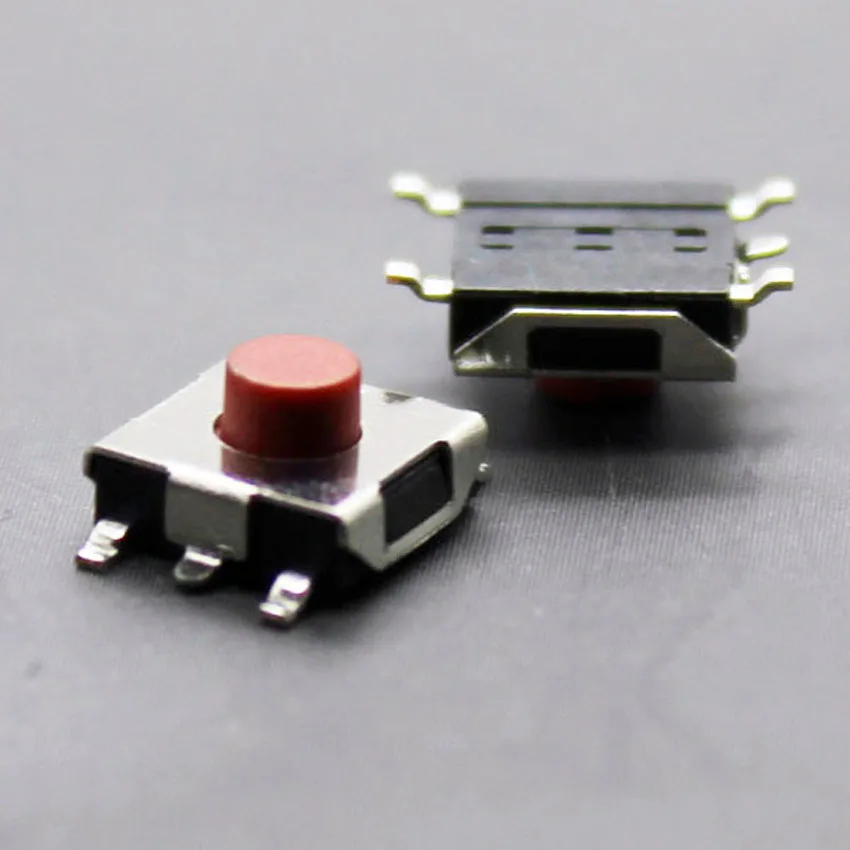 100 шт./лот 5 контактный SMD 6x6x3 7 6*6*3 мм Красный кнопочный переключатель
