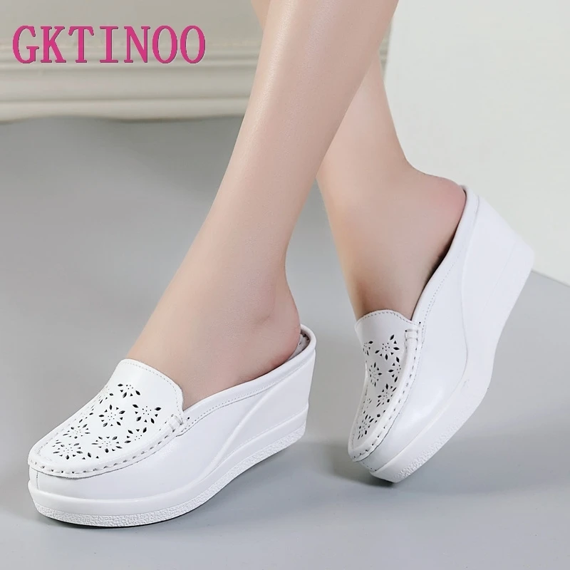 

GKTINOO Summer Woman Shoes Platform Slippers Wedge Flip Flops Women High Heel Slippers For Women Casual Sandals Female Shoes