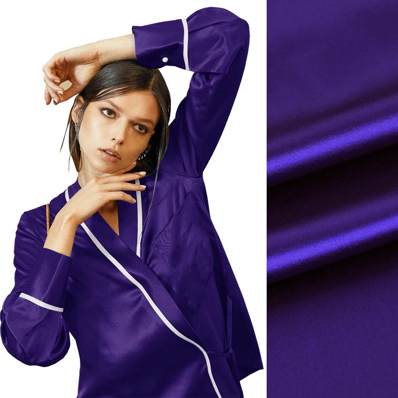 

140CM Wide 40MM Ching Purple Solid Color Heavy Silk Fabric Good for Summer Spring Dress Skirt Shirt Pants JH190