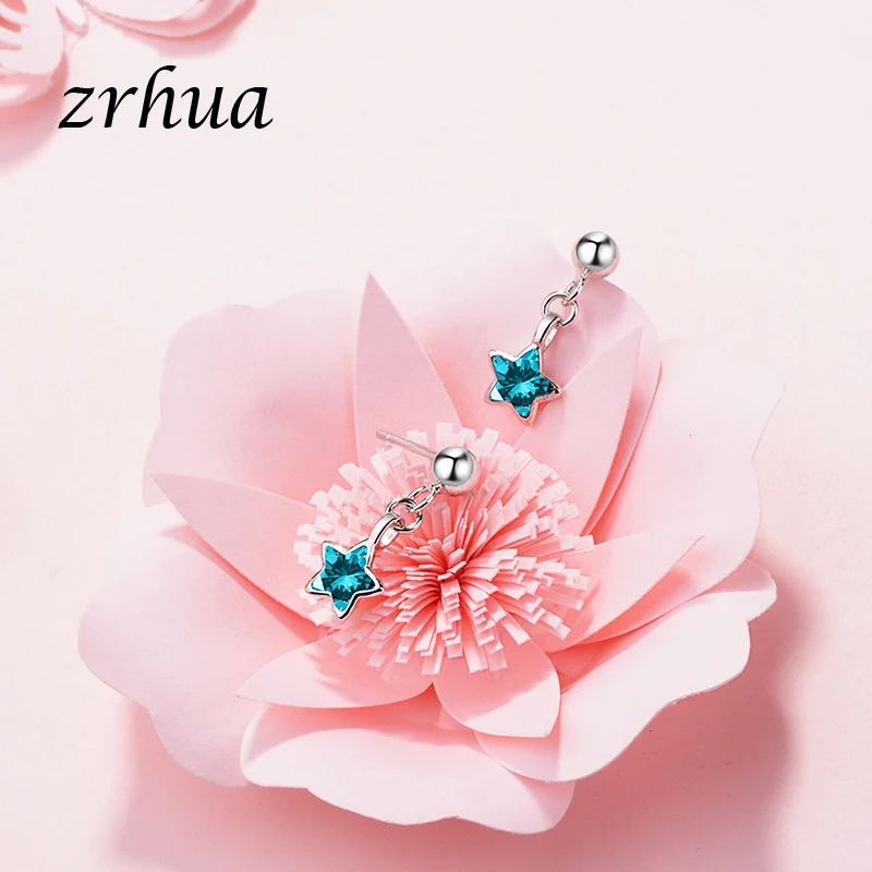 ZRHUA 2020 новые стильные винтажные синие звезды Роскошные висячие серьги с