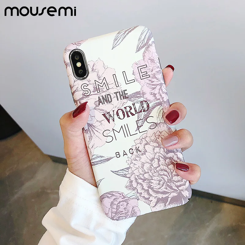 Роскошный чехол MOUSEMI для iPhone 8 с цветами Apple Plus милые Чехлы телефона розовый 7 6 X Xs MAX