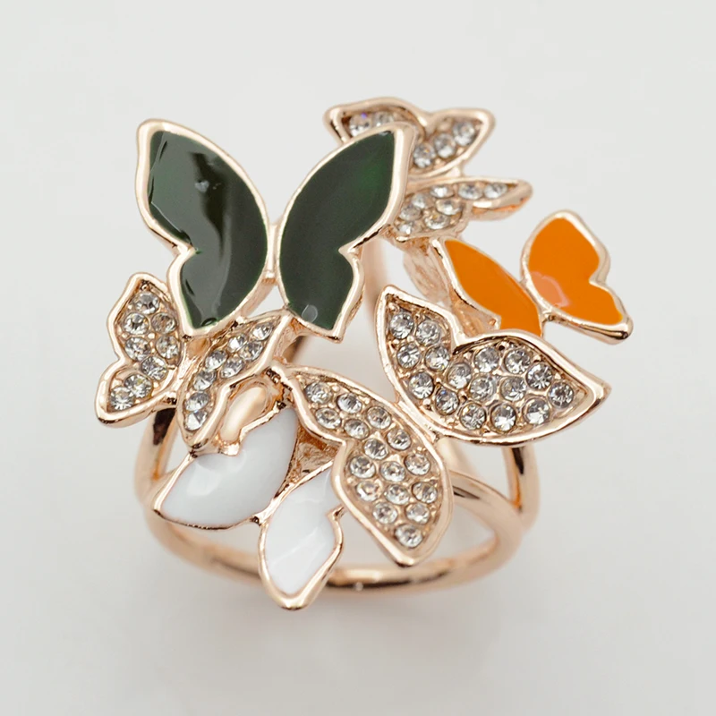 2018 высокое качество покрытие Бабочка три кольца платок с цепочками клип