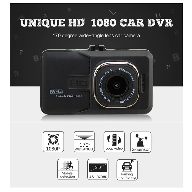 Автомобильная Dvr камера Full HD 1080p видео регистратор 3 0 дюймов Dashcam FH06 g сенсор