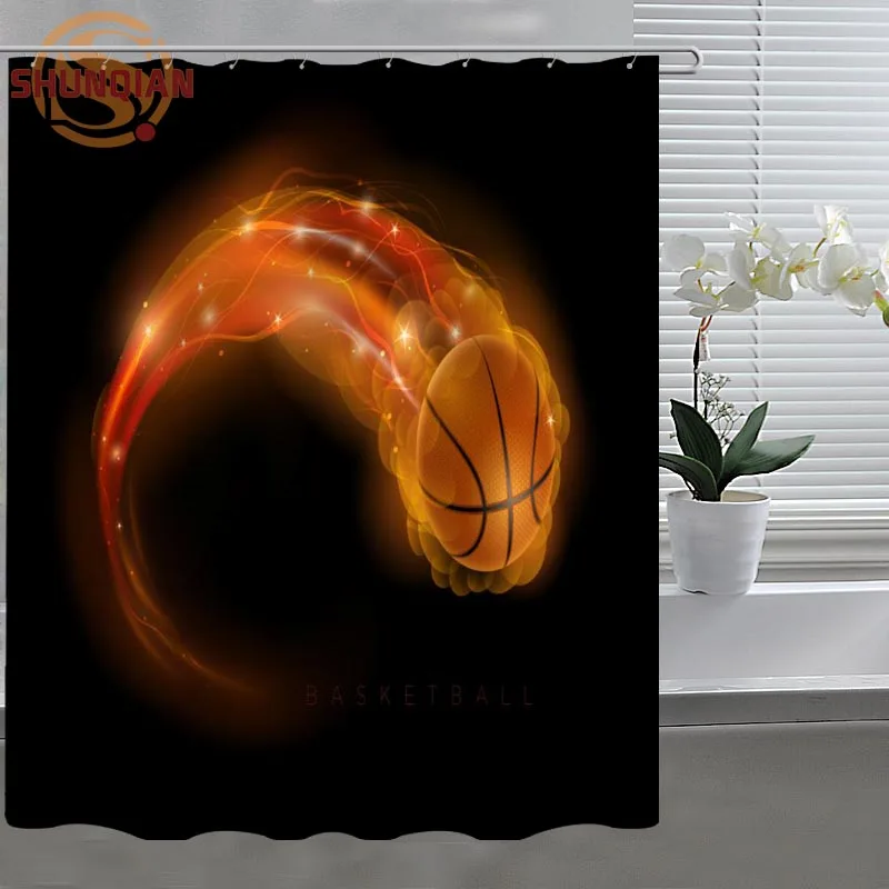 

basketball Custom Shower Curtain Fabric polyester Bathroom Curtain Acceptable Custom H03q26z88
