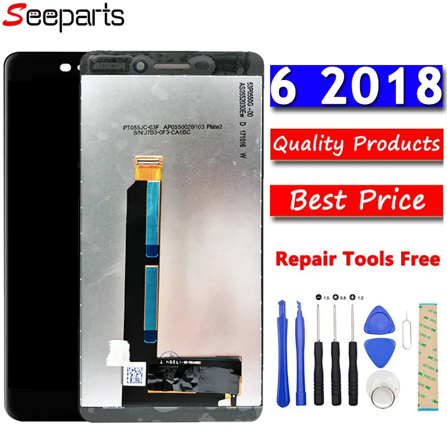 Черный ЖК-дисплей для Nokia 6 5 2018 Plus второго поколения TA-6 1 TA-1045 TA-1050 ЖК-сенсорный