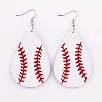 handmade creatively softball genuine leather teardrop earrings for women baseball earrings for women girls fashion jewelry