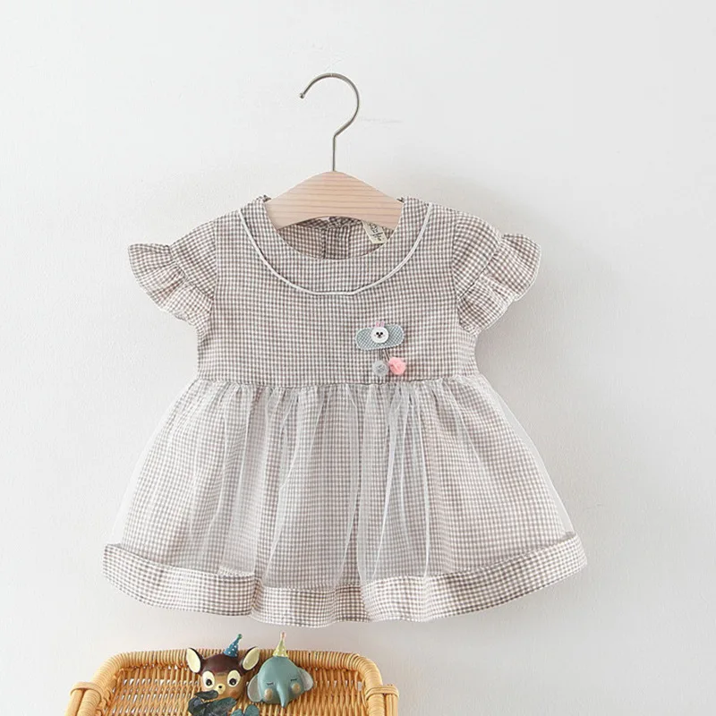 Summer children's dress is solid color fittings plaid girl wear princess | Детская одежда и обувь