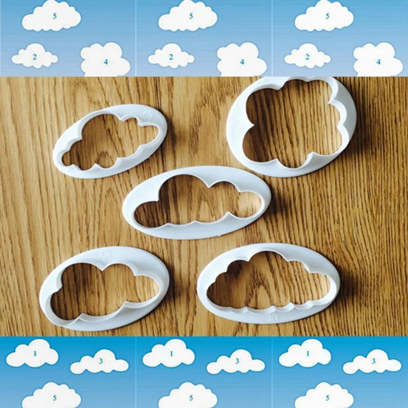 5 pcs Fondant cutter cloud plastic cake/cookie/buscuit fondant mold cake decorating tools sugarcraft | Дом и сад