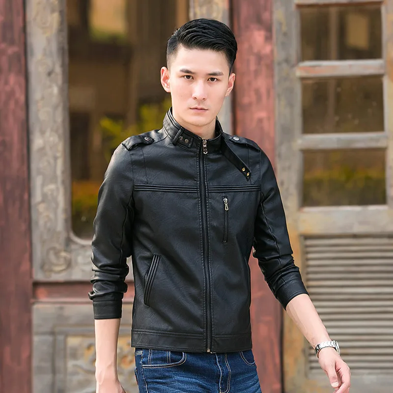 2018 новые весенние Стенд воротник jaqueta de couro masculino мода Slim Fit методы Pelle Uomo|Куртки из