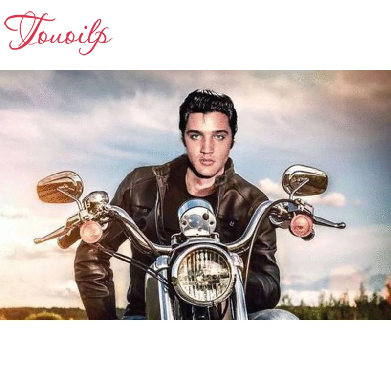 

Touoilp 5D diamond embroidery square&round diamond sets decorative diy Elvis and motorcycle 5d diamond painting mountain