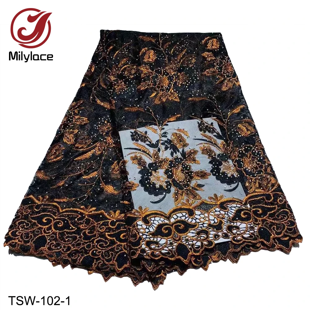 Miliylace новейший дизайн африканская Кружевная Ткань 5 ярдов в партии stoens royalblue