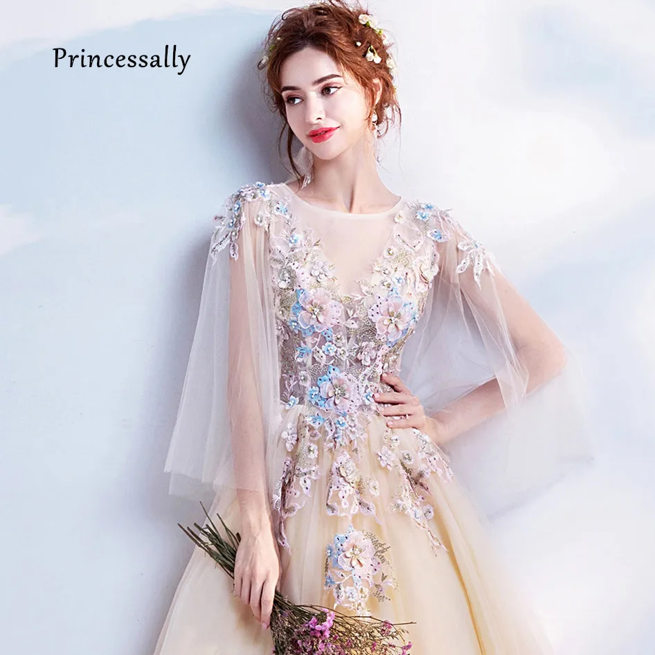 Robe De Soriee/Новинка милое желтое вечернее платье длинное роскошное с вышивкой и