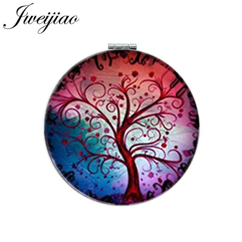 D964 JWEIJIAO Gree Life Tree золотой лист круглое зеркало для макияжа Мини складное компактное карманное зеркало портативное 1X/2X увеличительное - Цвет: D964