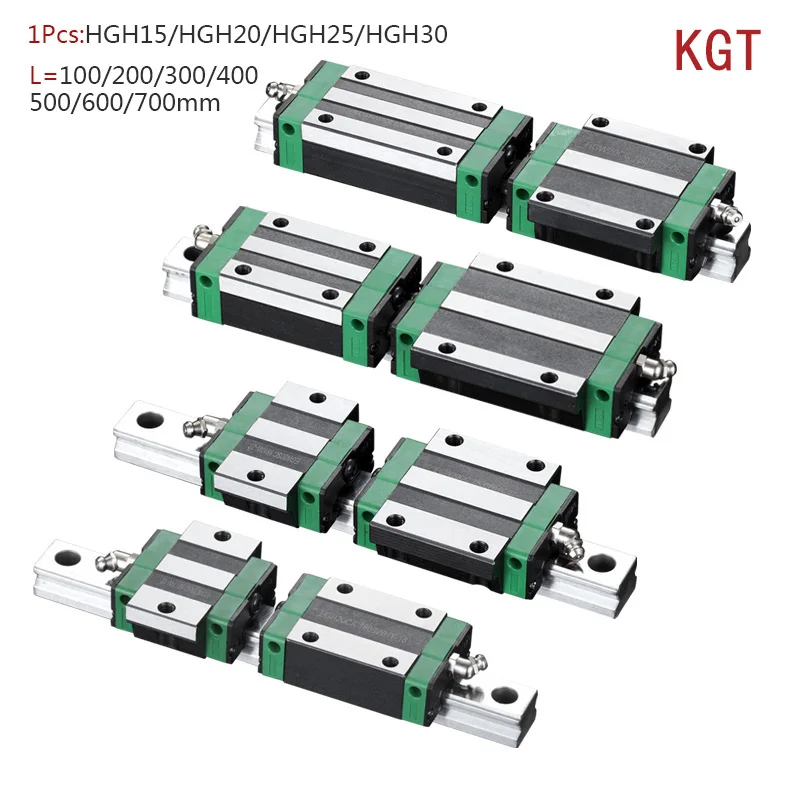 

KGT HGH15 HGH20 HGH25 HGH30 L 100 200 300 400 500 600 800mm heavy linear rail slide 1pc HG15 linear guide 1pc HGH15 carriage CNC