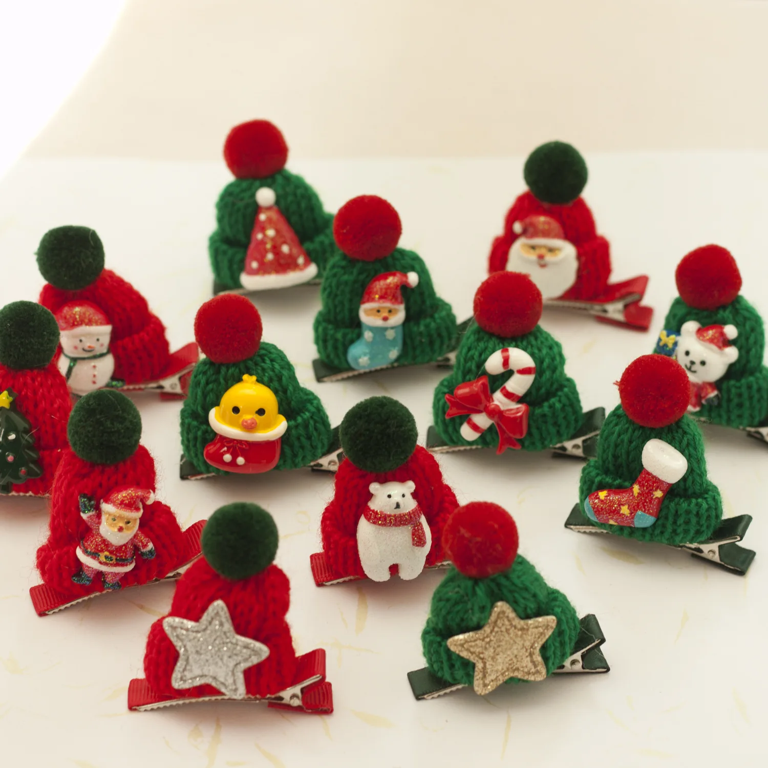 

Pet Christmas Festival hair bulb Christmas Hat Clip side clamp pentagram hat hair Pet accessories 30pcs