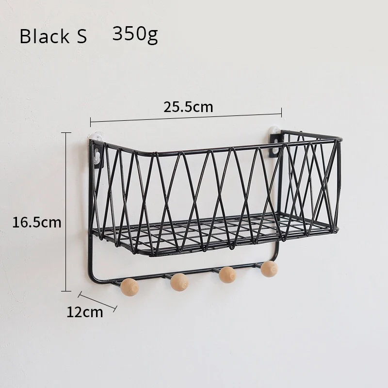 Black-25.5x16.5x12cm Железные держатели для хранения, вешалка для одежды, ключи для двери, крыльцо, держатель для мелочей, подвесной крючок, декоративная сетка, настенный простой органайзер, вешалка для сумки - Цвет: Black-25.5x16.5x12cm