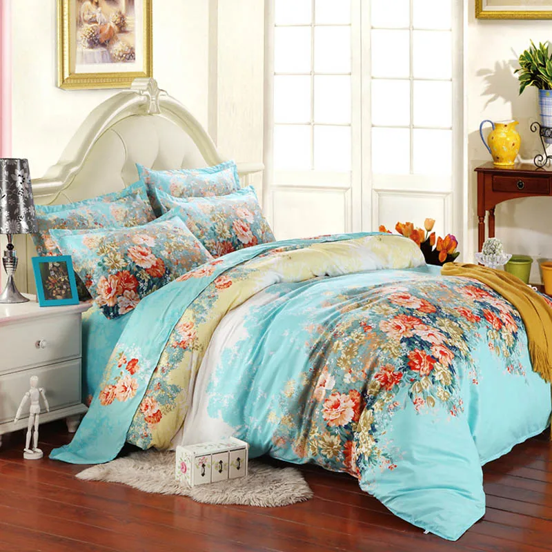 Комплект постельного белья с цветочным принтом 4 шт. | Дом и сад