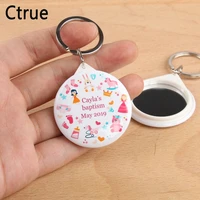 50pcs personalized name date keychain with mirror boy baby shower gift birthday party decorations kids holy communion souvenir