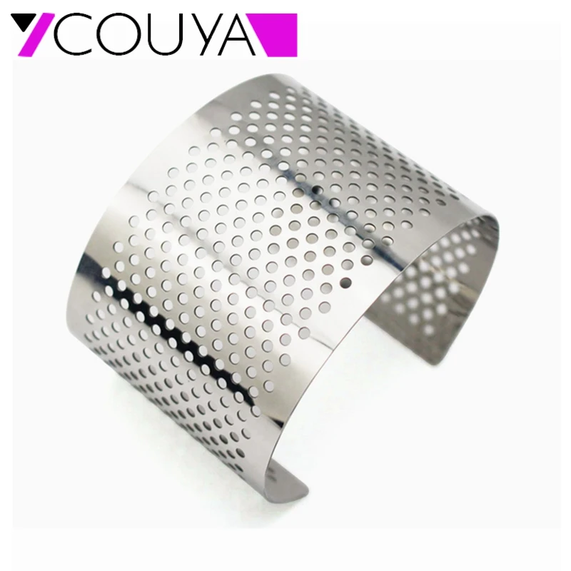 

Fashion 316L stainless steel silver wide cuff bangle bracelets women with round dots design mirror polish Free shipping