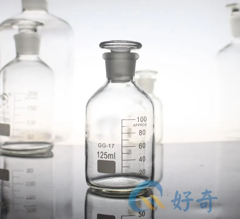 Calibration fine mouth bottle transparent 125ml quality seal reagent bottle glass instrument chemical laboratory supplies