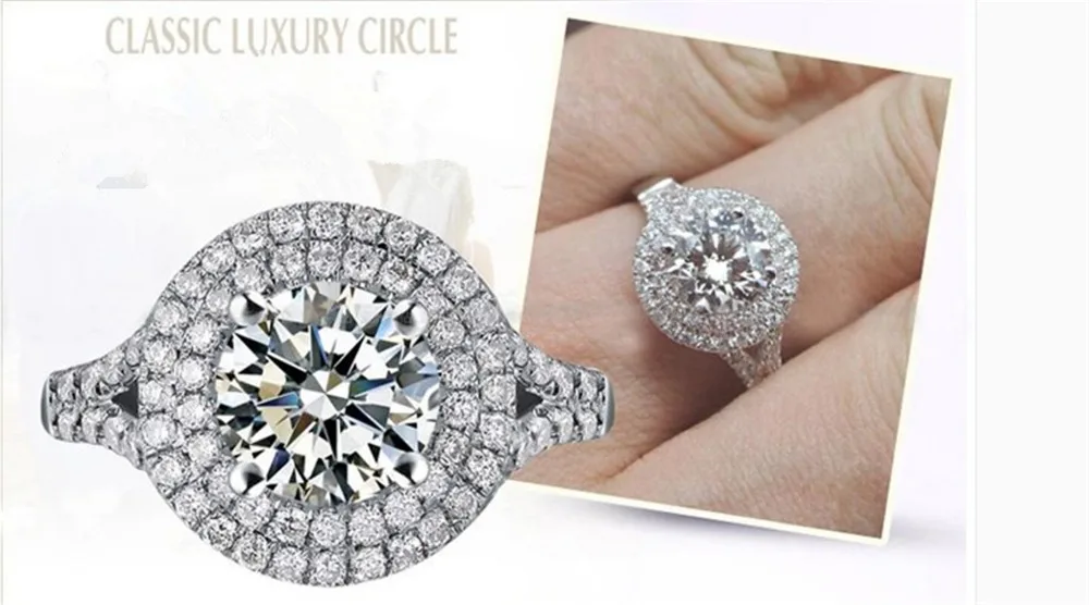 Женское кольцо с искусственным бриллиантом Sterling Sivler T Брендовое на заказ 2CT 925
