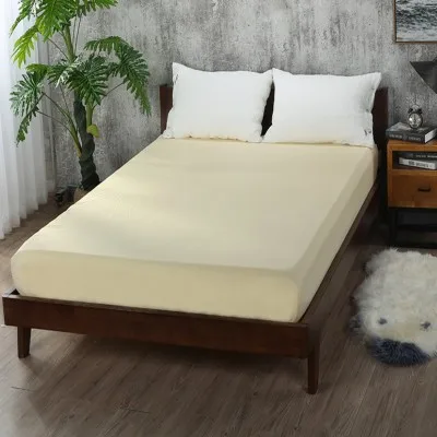Beige Мягкая простыня на резинке, полиэстер, однотонная простыня, не мнется, не выцветает, не садится и не истирается, 17 цветов - Цвет: Beige