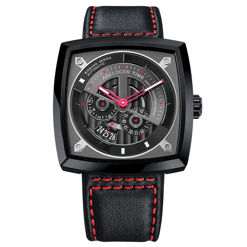 

2019 New Swiss Brand AGELOCER Big Sport Watch Men Luminous Analog Automatic Watches Top Black Watch relogio masculino 5601A1