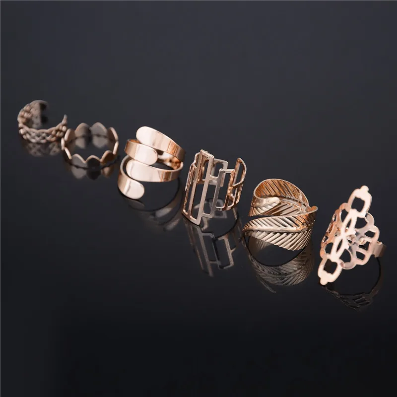 6 шт./компл. золото Цвет модное популярное Стиль Регулируемый Открытое кольцо