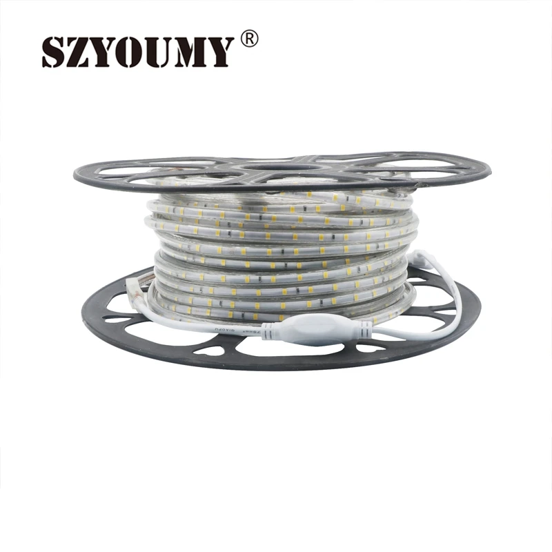 SZYOUMY Бесплатная доставка 30 м 220 В 2835 Светодиодная гибкая полоса теплый белый/белый