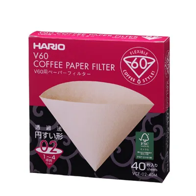 1-2/2-4 стакана V60 бумажный фильтр Hario деревянная бумага отбеленная бумага - Цвет: 1-4cups wood 40pcs