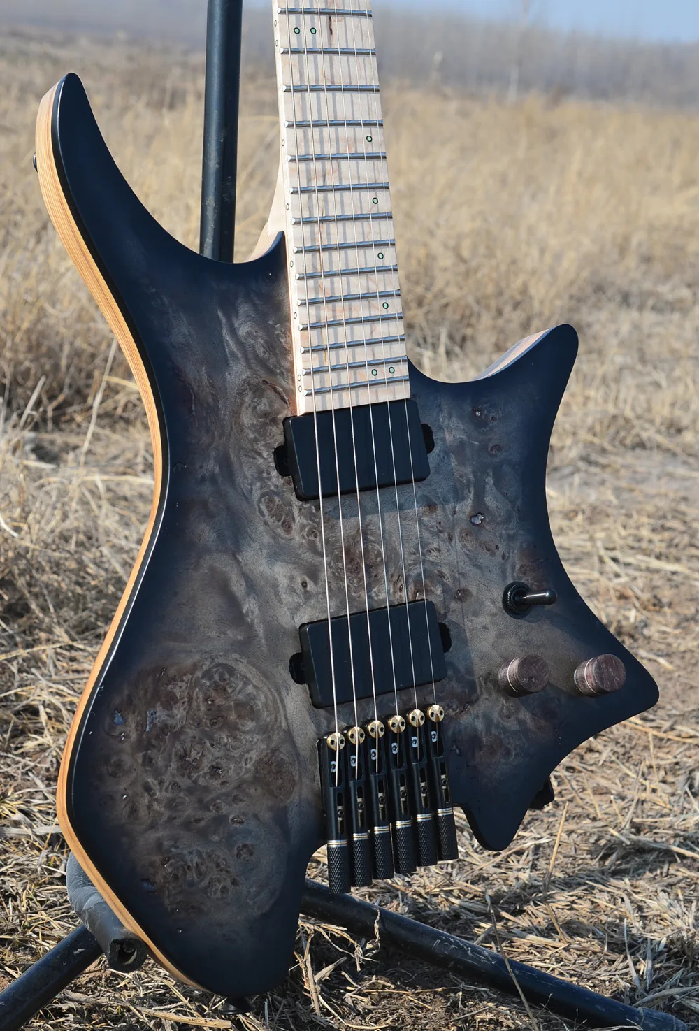 Новинка NK безголовая гитара Fanned Fret Гитара s black Eye фанера из тополя Топ Пламя клен Шея Гитара черная аппаратная