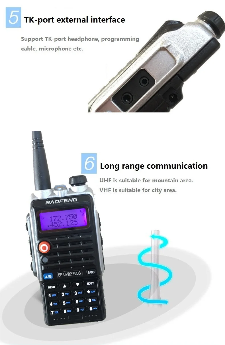 BAOFENG 8 Вт UV-B2 PLUS портативная рация 4800 мАч UHF VHF любительский портативный мобильный Ham CB радио сканер КВ трансивер Woki Toki UV-5R