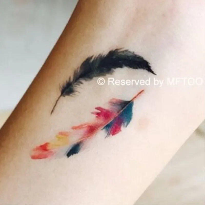 Маленькие водостойкие наклейки с перьями красивыми женскими на лодыжке|tattoo