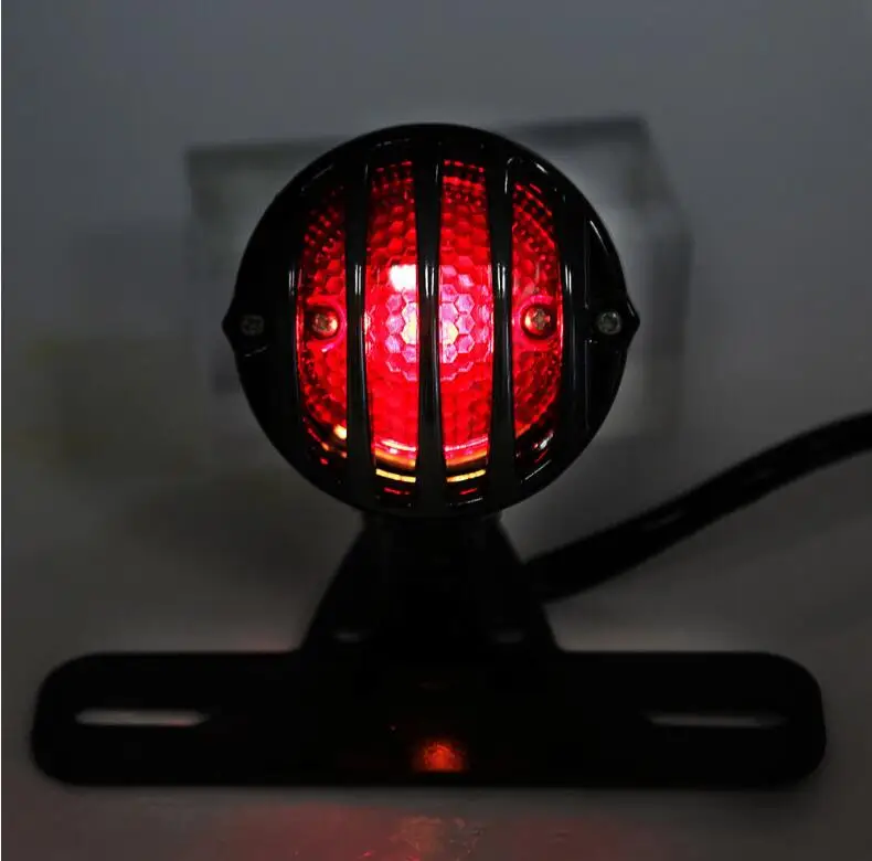 Motorcycle LED Retro Red Rear Tail Brake Stop Light Lamp With License Plate Mount for Harley Honda Suzuki Chopper Bobber KTM |