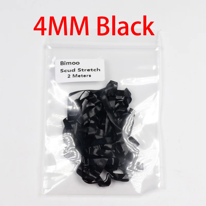 4mm Black Bimoo 2 м/уп. 3 мм Скад назад стрейч креветки Nymph бэк лента красный оранжевый желтый зеленый флуоресцентный - Цвет: 4mm Black