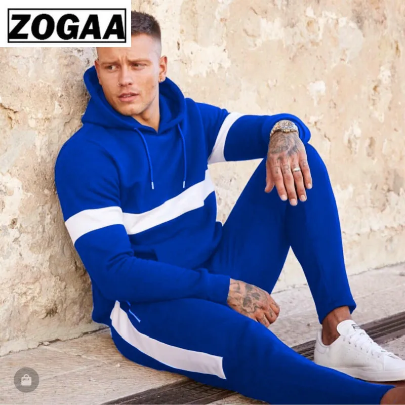 Мужские спортивные костюмы ZOGAA из 100% полиэстера с капюшоном и вышивкой дышащие