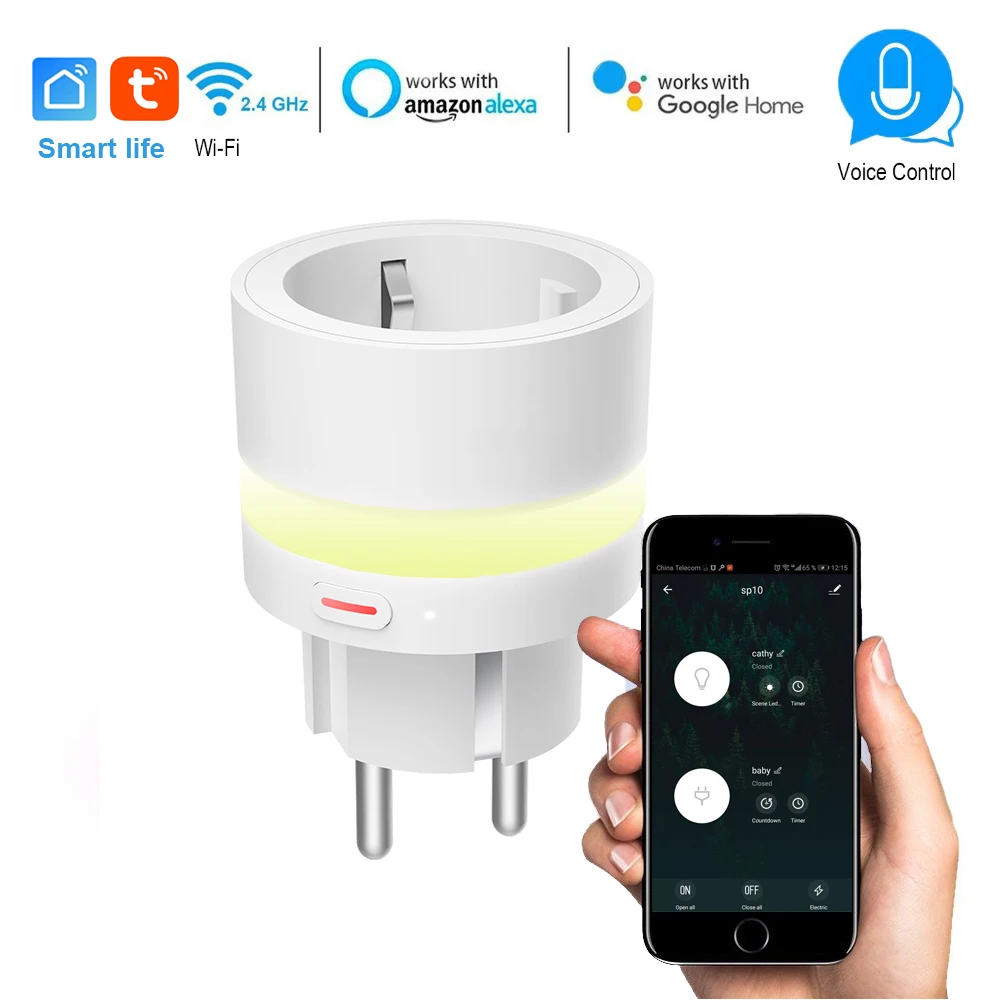 WiFi умная розетка с контролем энергии, розетка с вилкой европейского стандарта, таймер со светодиодной подсветкой, переключатель голосового управления, работа Alexa Google IFTTT Smart Life