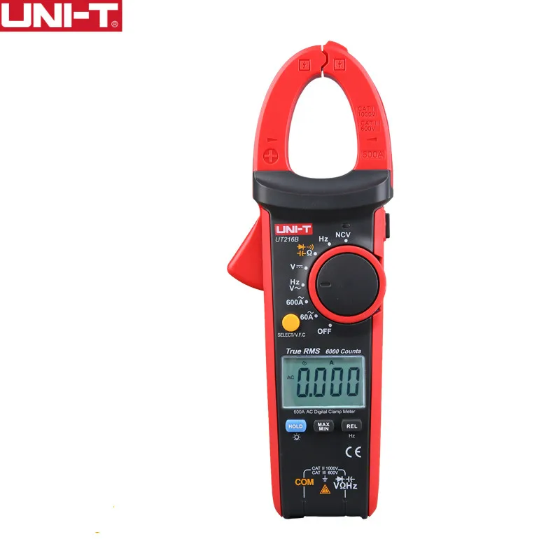 Цифровой токоизмерительный прибор UNI T UT216B 600A NCV V.F.C диодный ЖК дисплей задняя