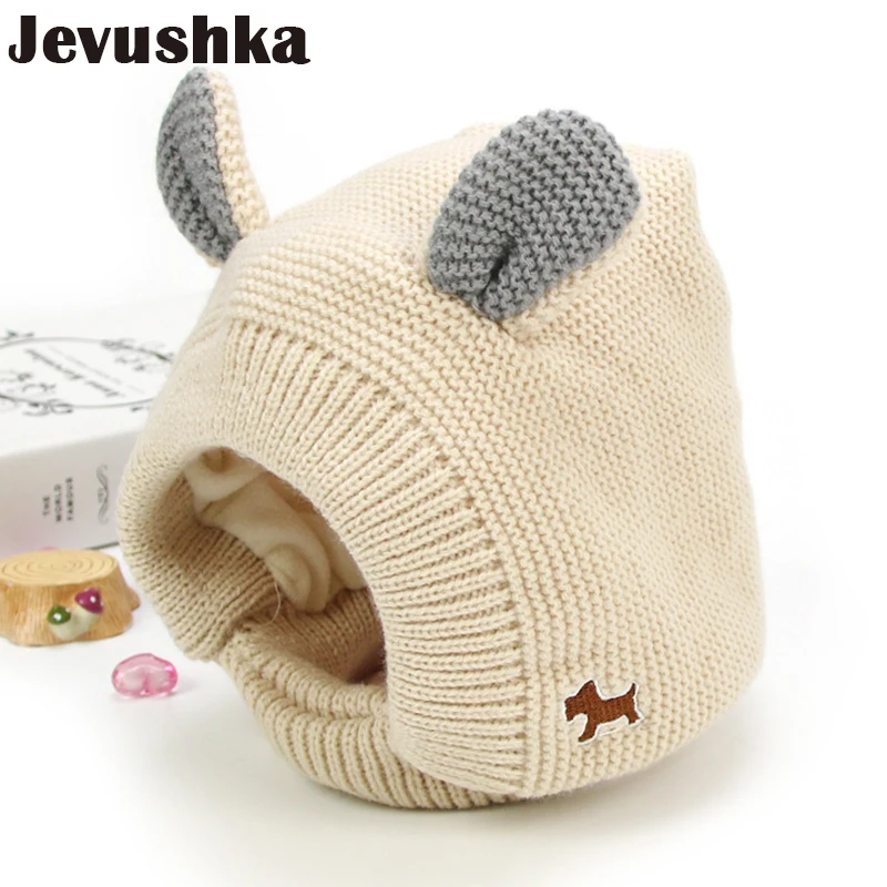 Winter Knit Girls and Boys Hat with Warm Fleece Lining Cute Ears Hats for Kids Baby Beanie Gorro | Детская одежда и обувь