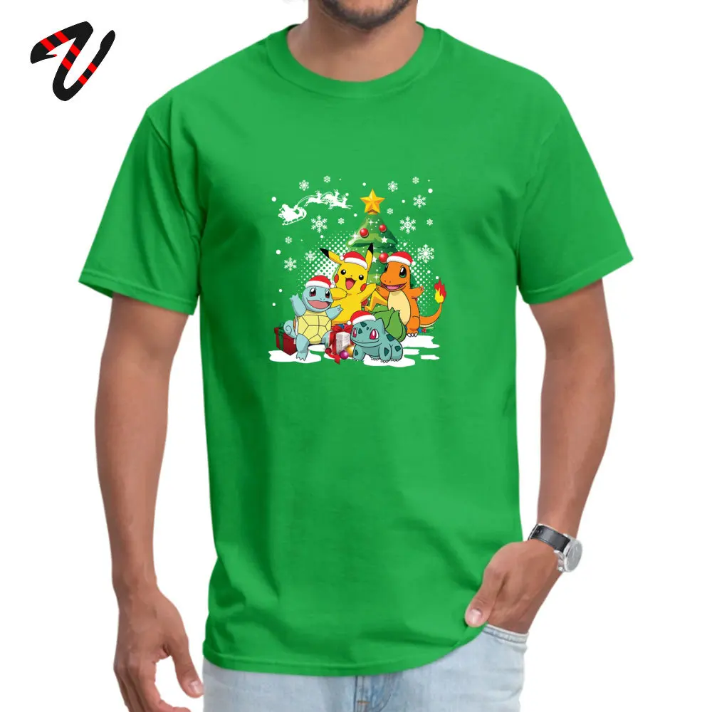 Green Happy Cheer/футболки с изображением рождественской елки, Покемон, Kawaii, аниме, Deisgn, модная футболка, хлопок, вечерние футболки, подарок для мальчика - Цвет: Green