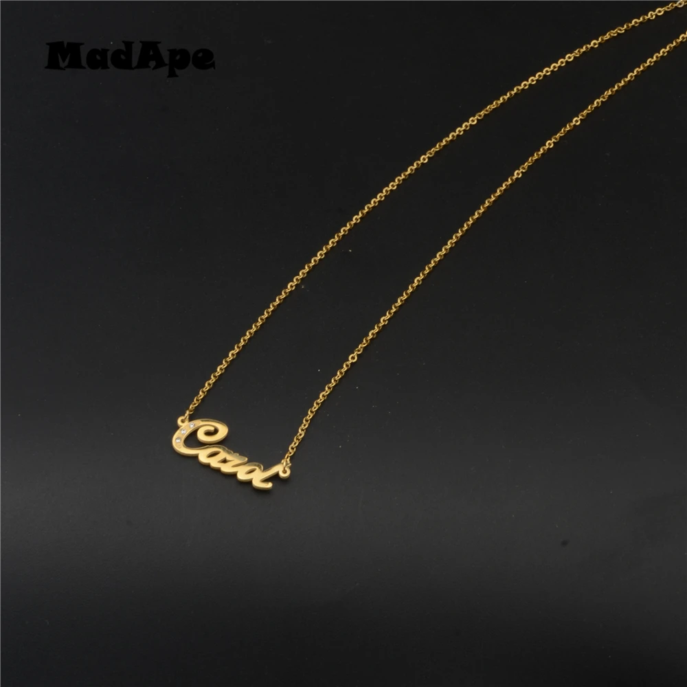 MadApe Custom Name Necklace &quotCarol&quot Stainless Steel Chain Personalized Letter For Women Men Jewelry Gift | Украшения и