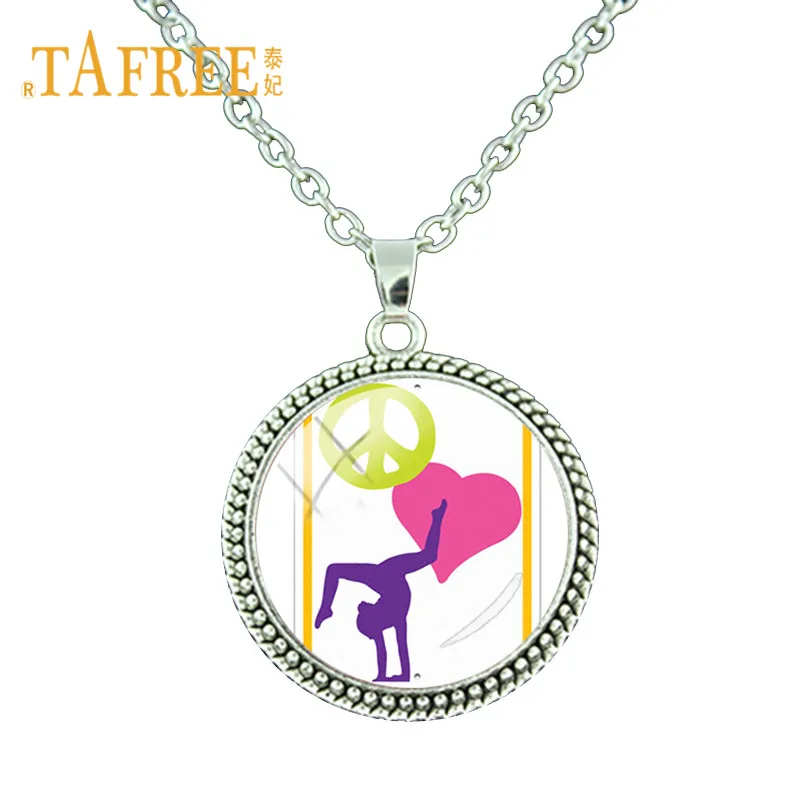 TAFREE Peace Love ожерелье с гимнастикой стеклянный купол Милая гимнастика цитаты