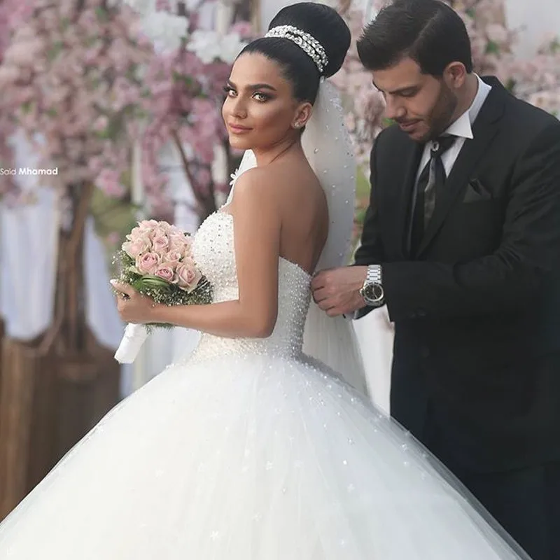 Vestido De Noiva бальное платье свадебное es с жемчугом Свадебные платья бусинами к