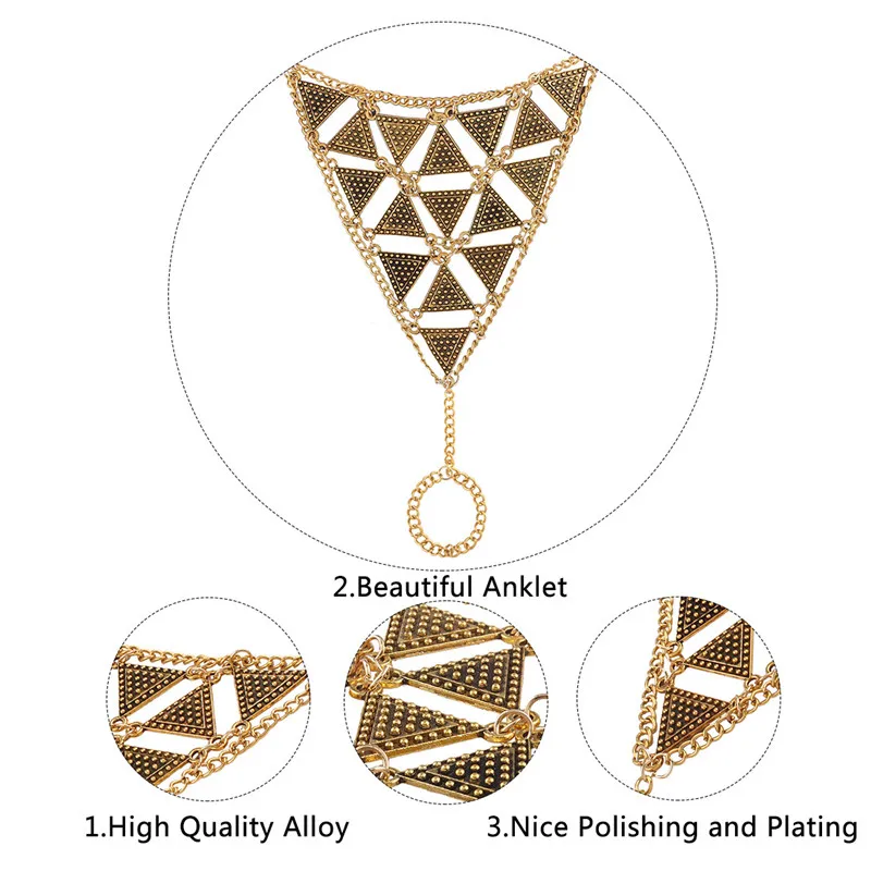 Длинные летние пляжный отдых Треугольники Ножные браслеты браслет сандалии