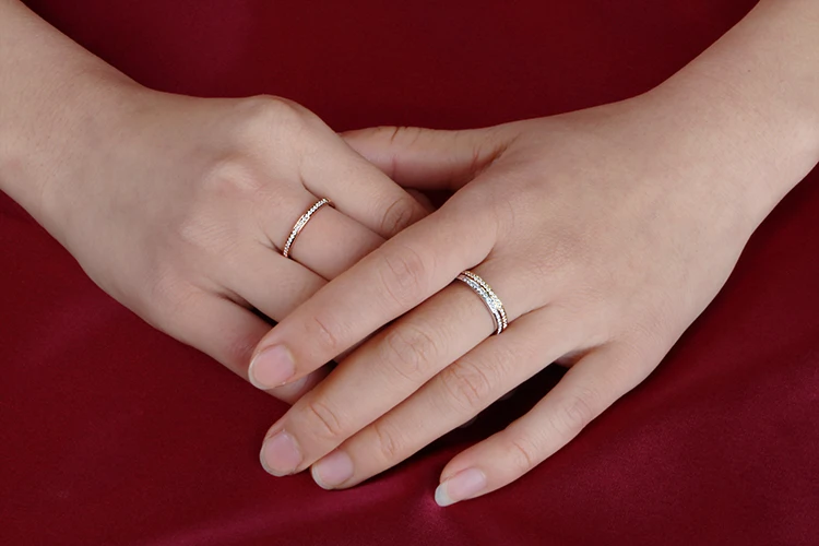 

Sterling Silver Rings Set Wedding Band Semi Mount Three Rings in One Set Colors Gold Plated Jewelry Luxury Tail Rings Women S925