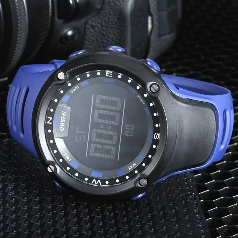 OHSEN Силиконовые Мужские часы с большим круглым циферблатом повседневные